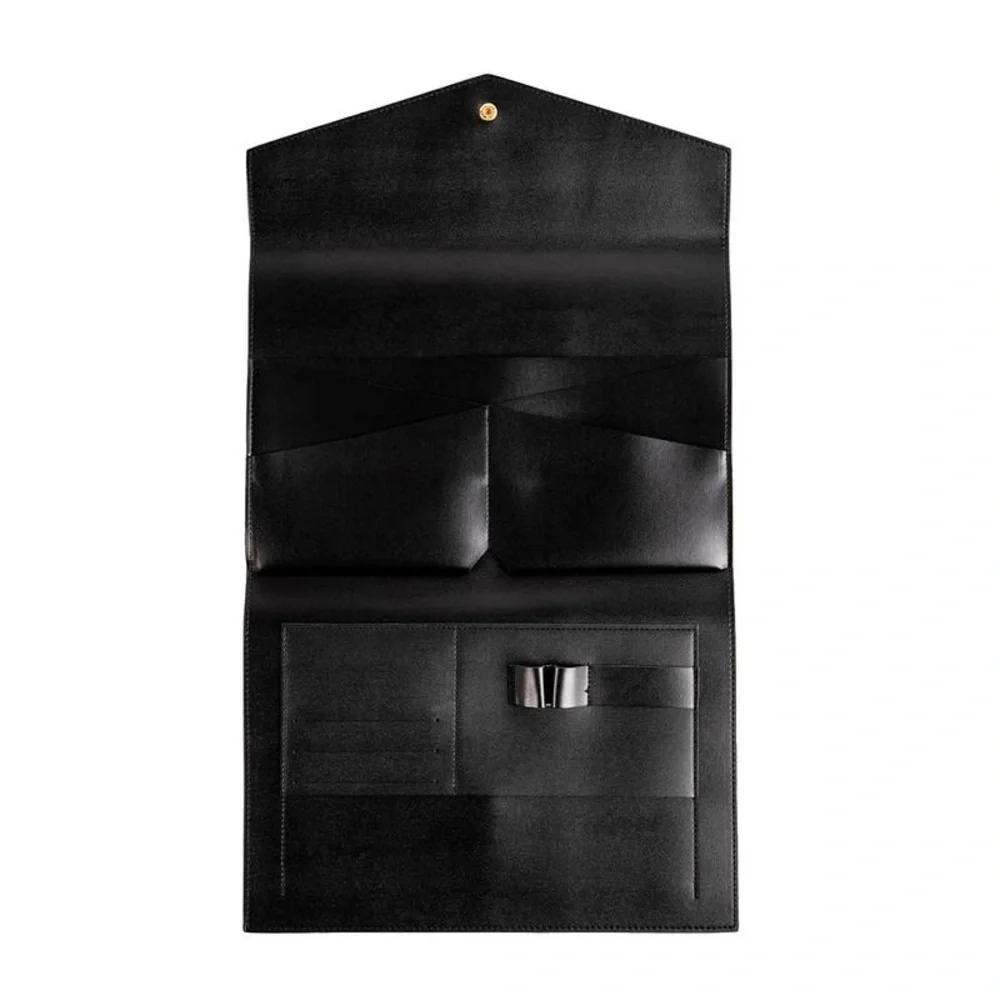 Black Leather Desk Organizer Portfolio